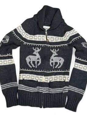 Y2K Tna Aztec Mockneck Slim Fit Zip Up Knit Sweater